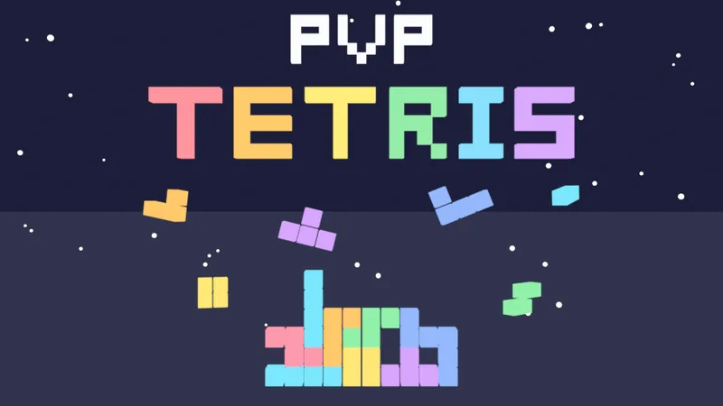 Tetris PVP cover art — colorful falling blocks in space